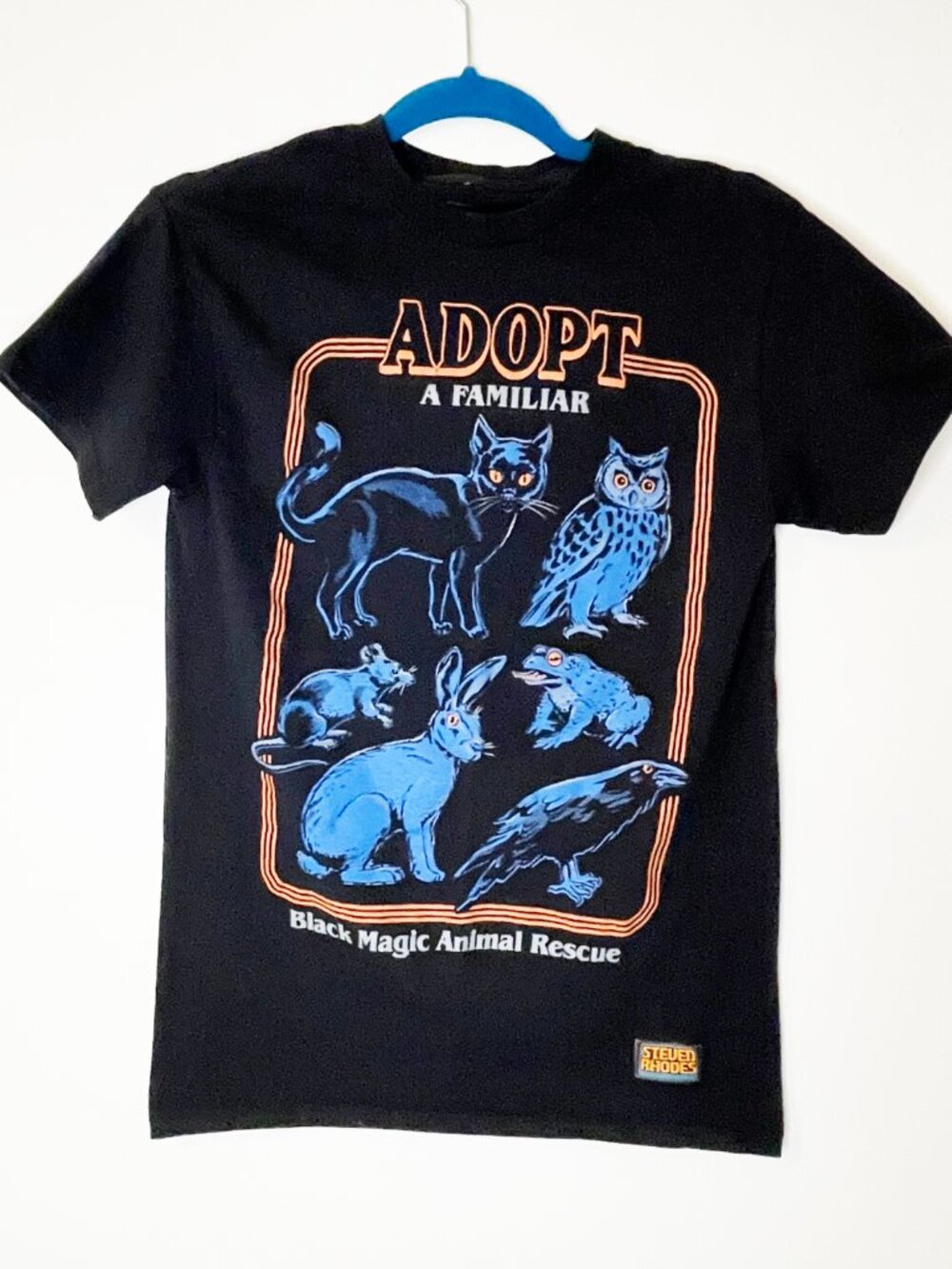 Steven Rhodes Adopt A Familiar Graphic T Shirt Black Magic Animal Witchy Tee S - Picture 10 of 10